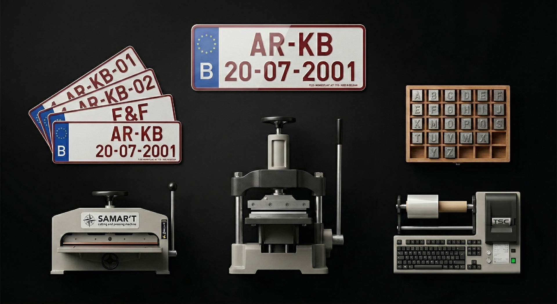 Blanco kentekenplaten en nummerplaatmachines