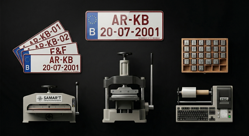 Blanco kentekenplaten en nummerplaatmachines