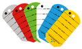 Sleutellabels in PVC in 6 kleuren met metalen ring en beschrijfbare stift — Vero Graphics